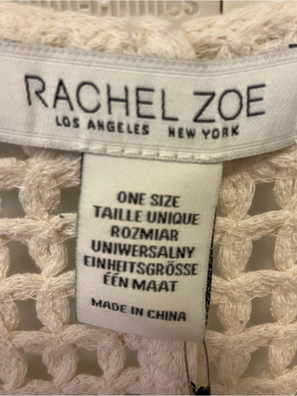 Rachel Zoe Open-Knit Crochet Top in Cream and Navy Embroidery - Picture 10 of 12